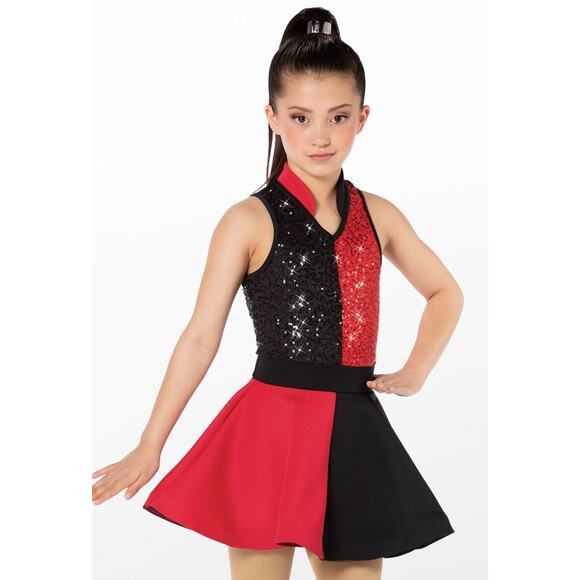 Dance Costume Medium Child Red Weissman 13058 Jazz Sequin Tap Queen of Hearts - Picture 1 of 3